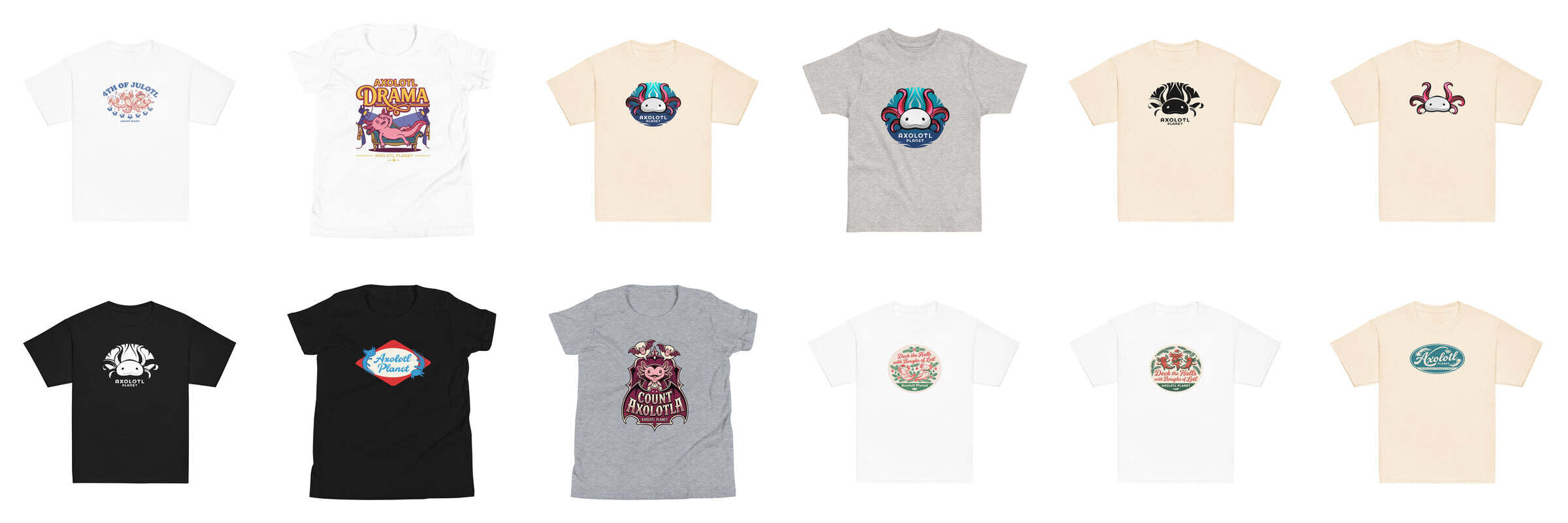 Youth Axolotl Shirts from Axolotl Planet