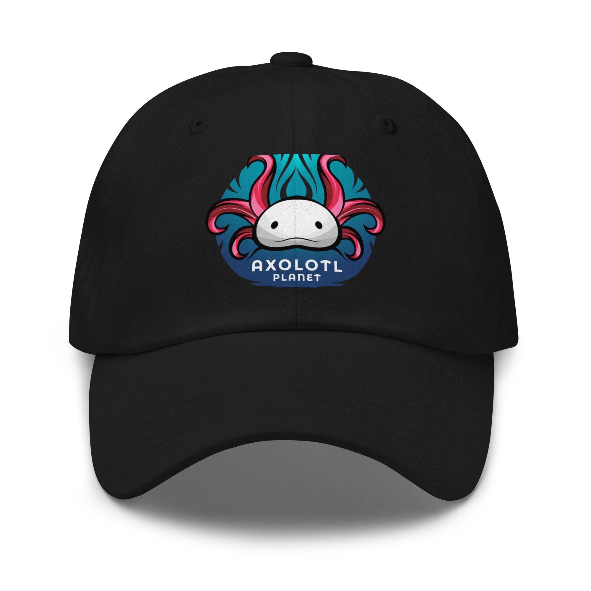 Axolotl Planet Logo axolotl Dad Hat mockup