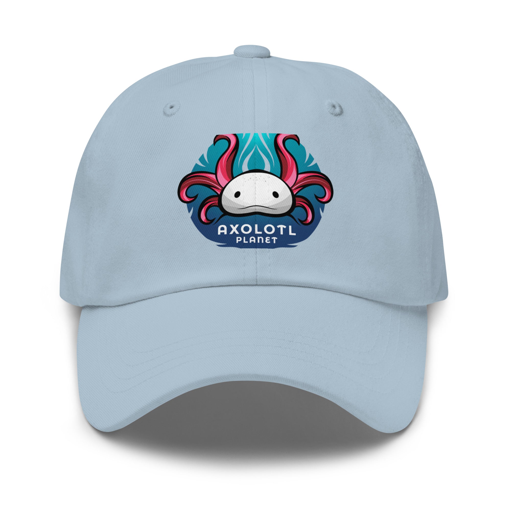 Axolotl Planet Logo axolotl Dad Hat mockup