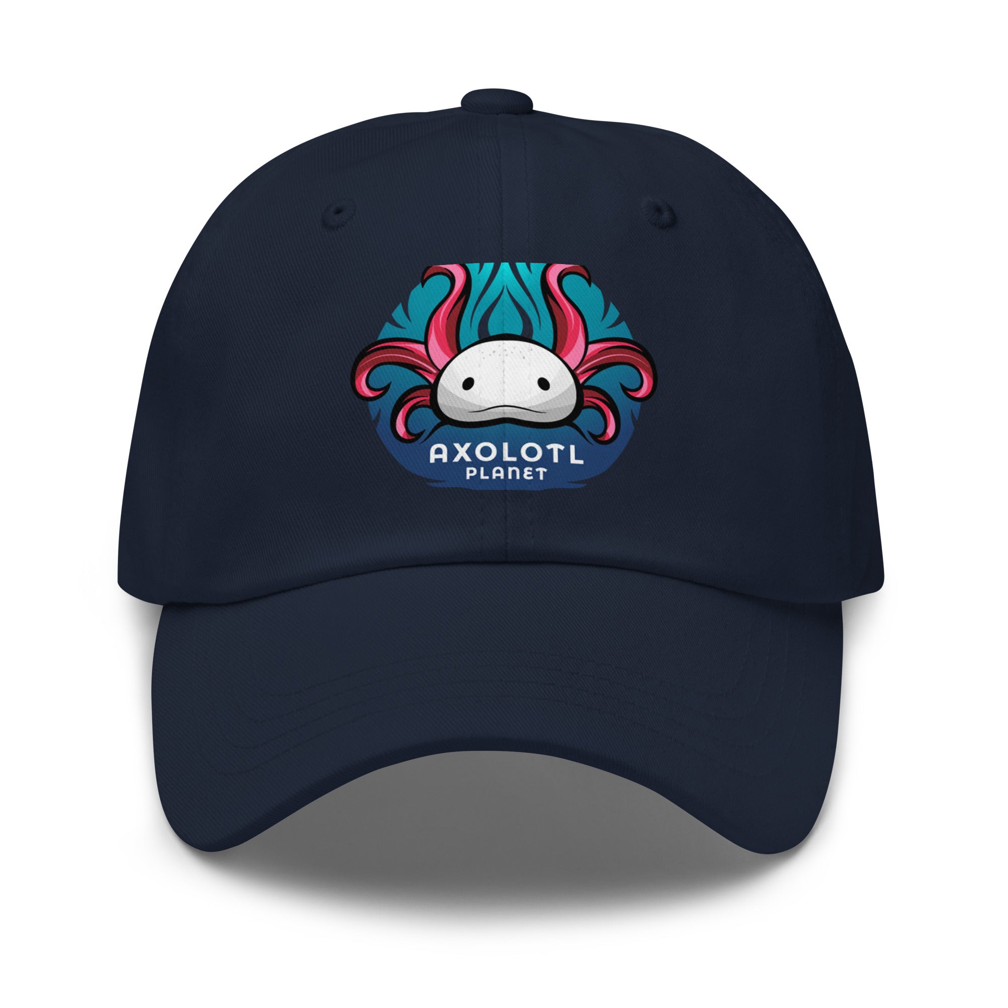 Axolotl Planet Logo axolotl Dad Hat mockup