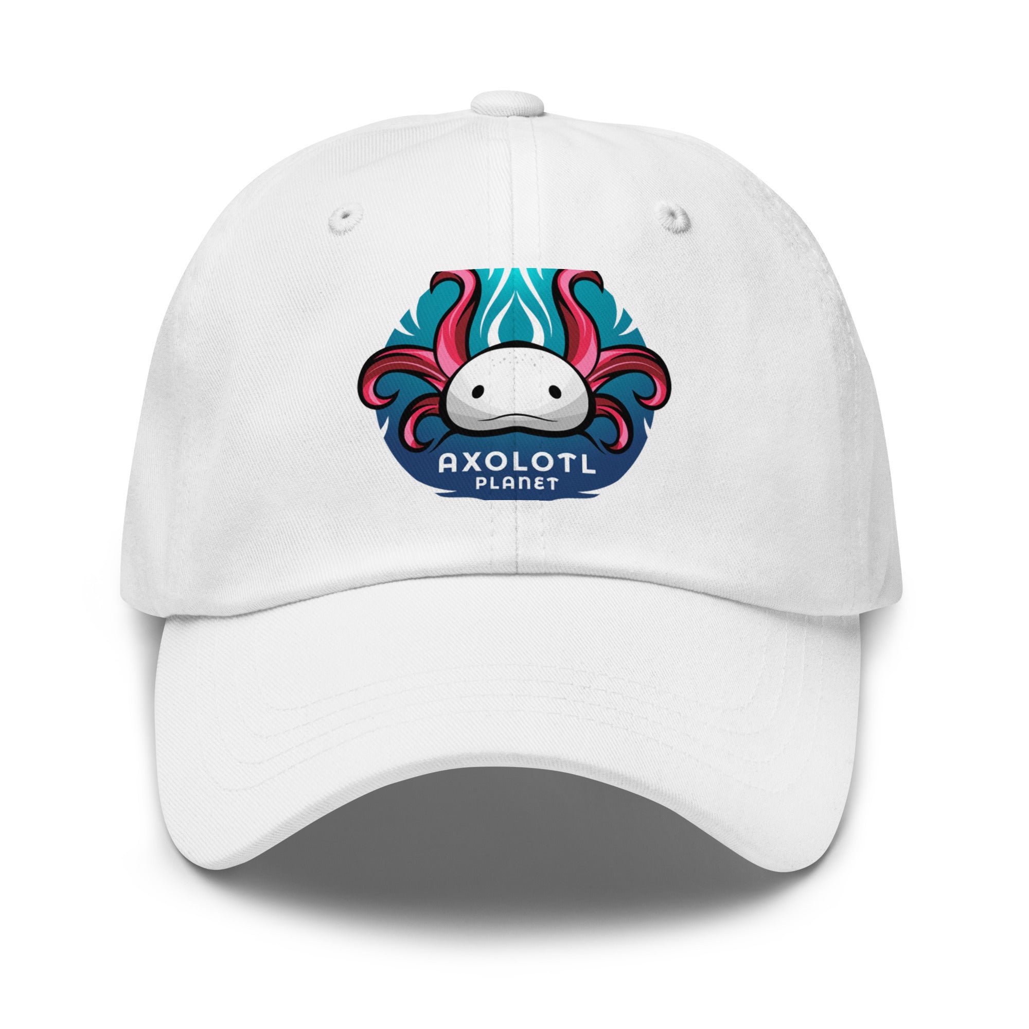 Axolotl Planet Logo axolotl Dad Hat mockup