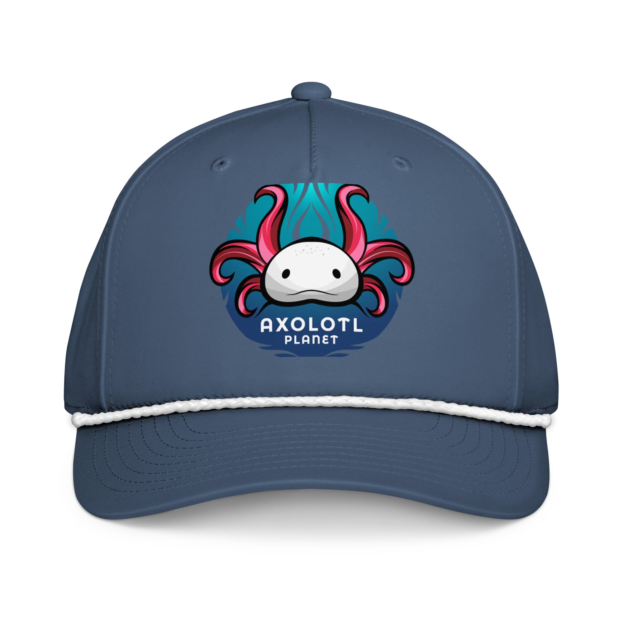 Axolotl Planet Logo axolotl Rope Cap mockup Black/White