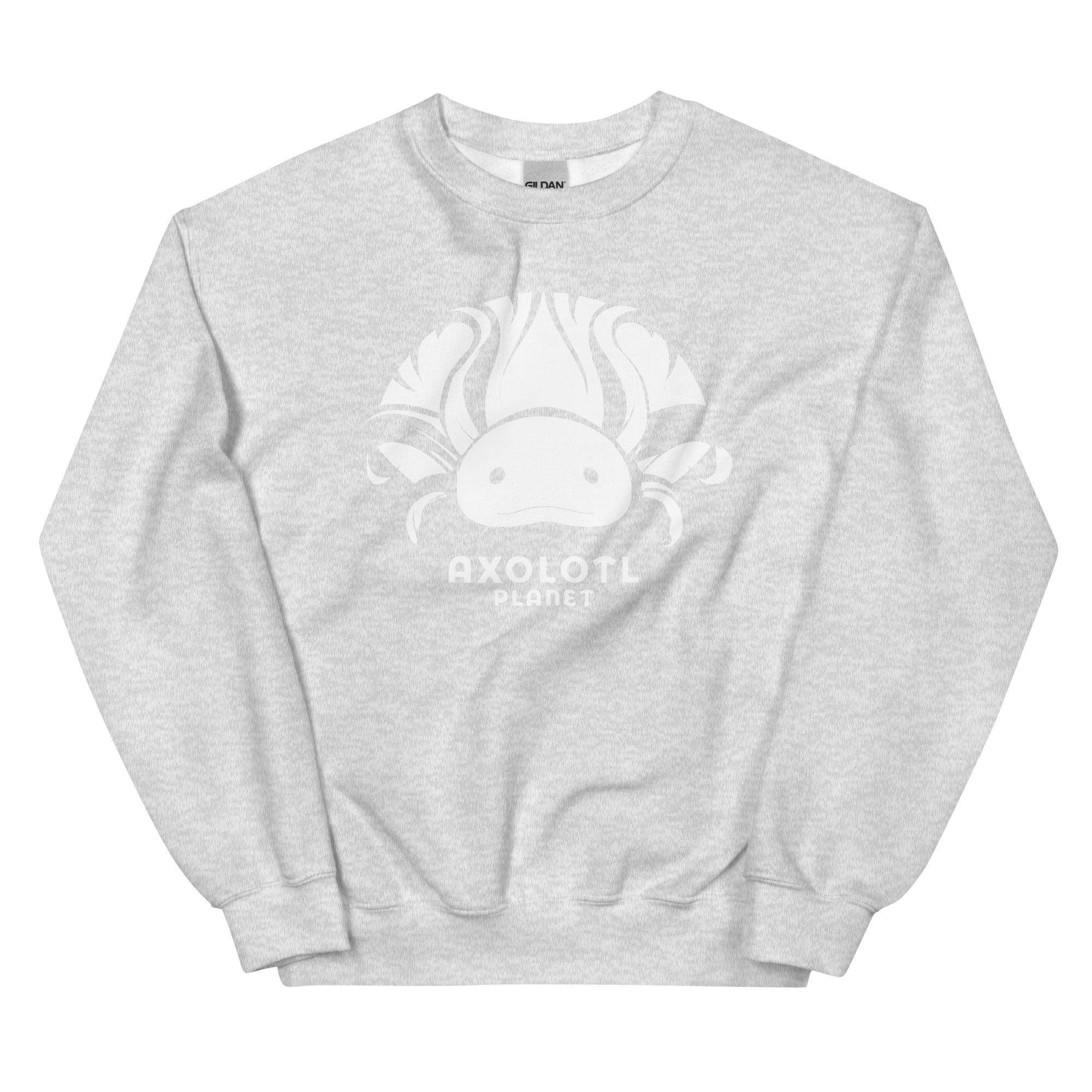 Axolotl Planet Logo (White) axolotl Sweatshirt mockup