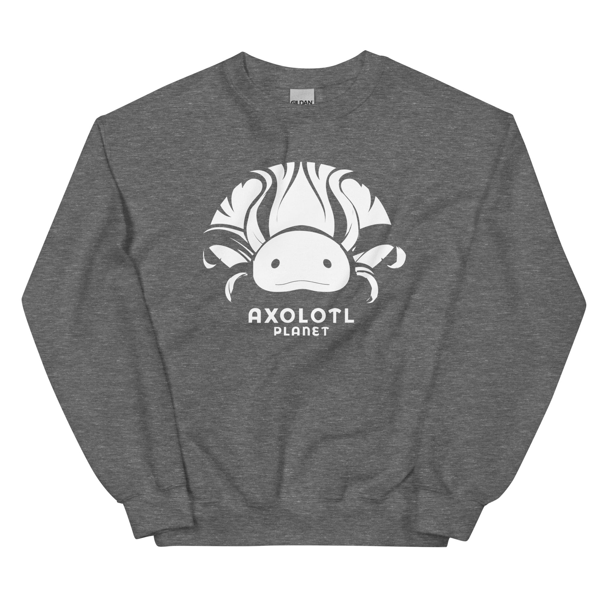 Axolotl Planet Logo (White) axolotl Sweatshirt mockup