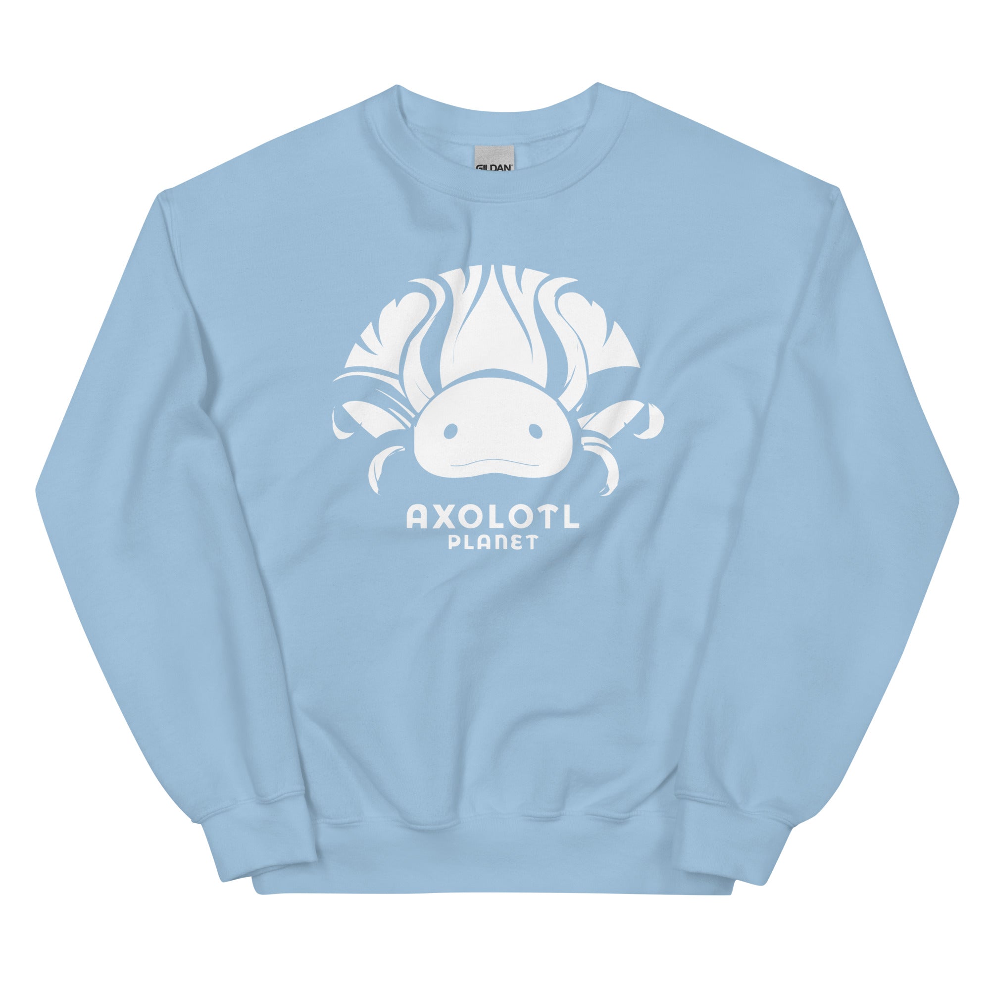 Axolotl Planet Logo (White) axolotl Sweatshirt mockup