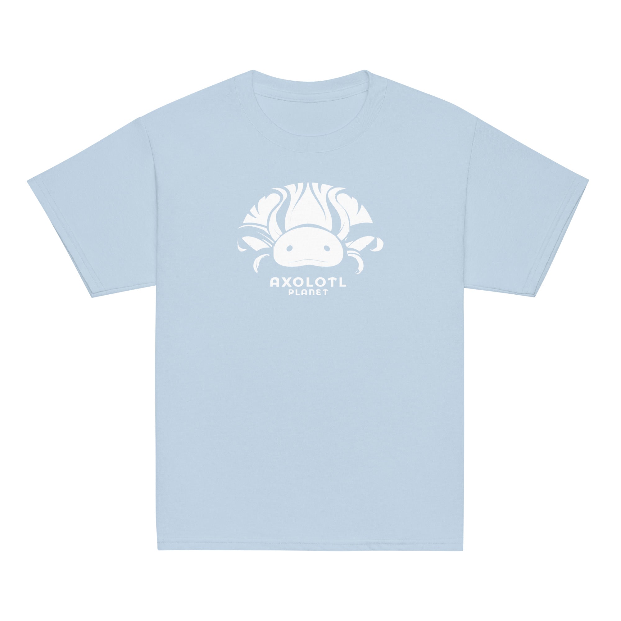 Axolotl Planet Logo (White) axolotl Youth T-Shirt mockup