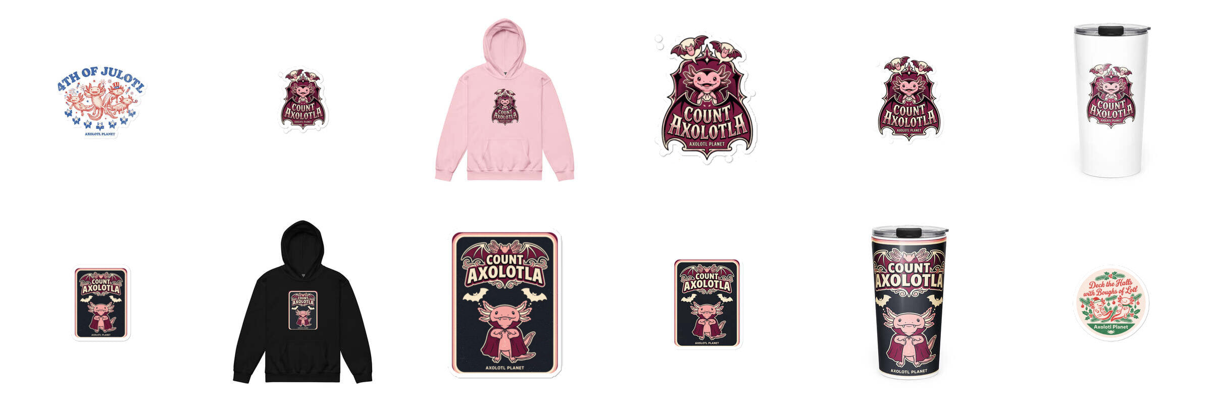 Seasonal Axolotl Merch from Axolotl Planet