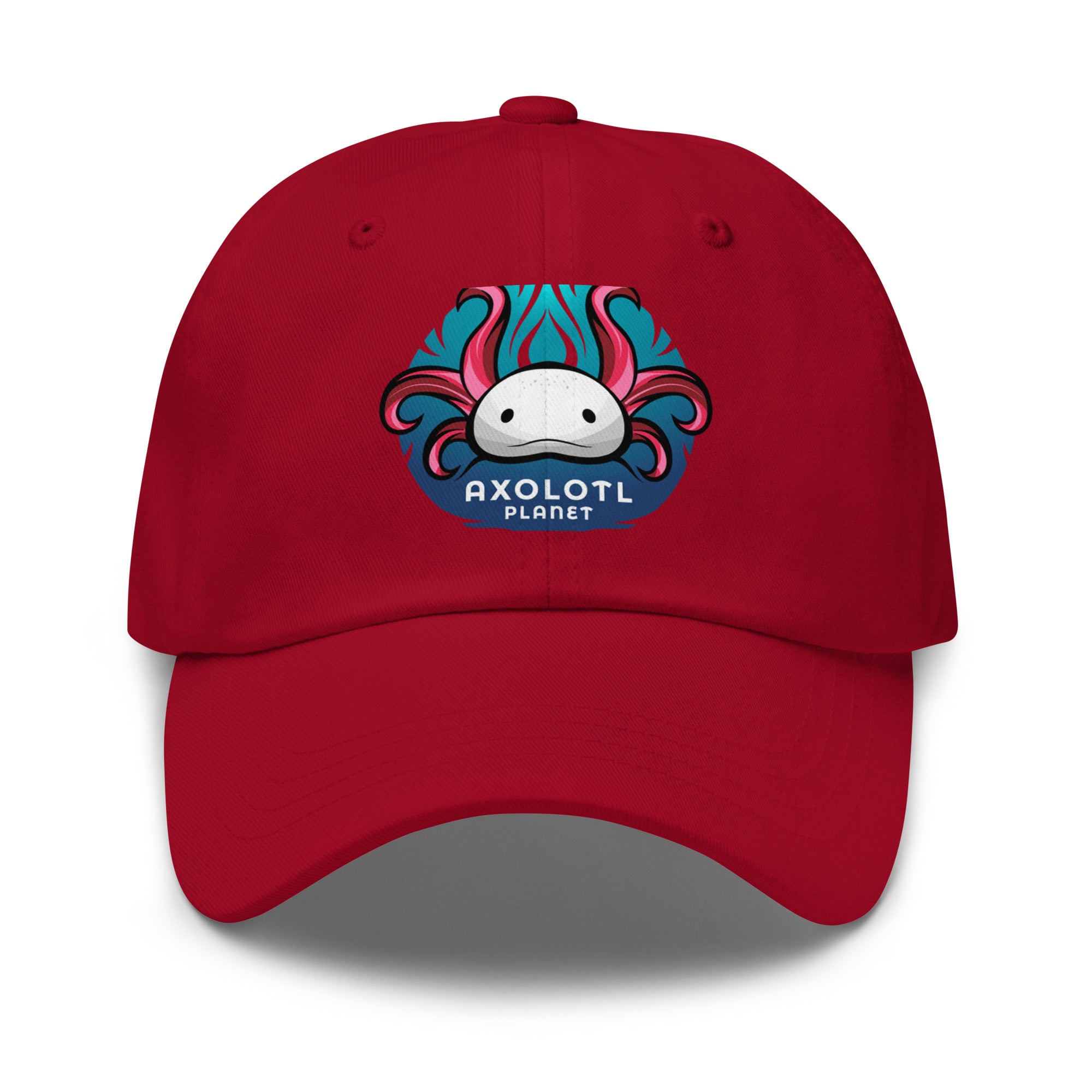 Axolotl Planet Logo axolotl Dad Hat mockup