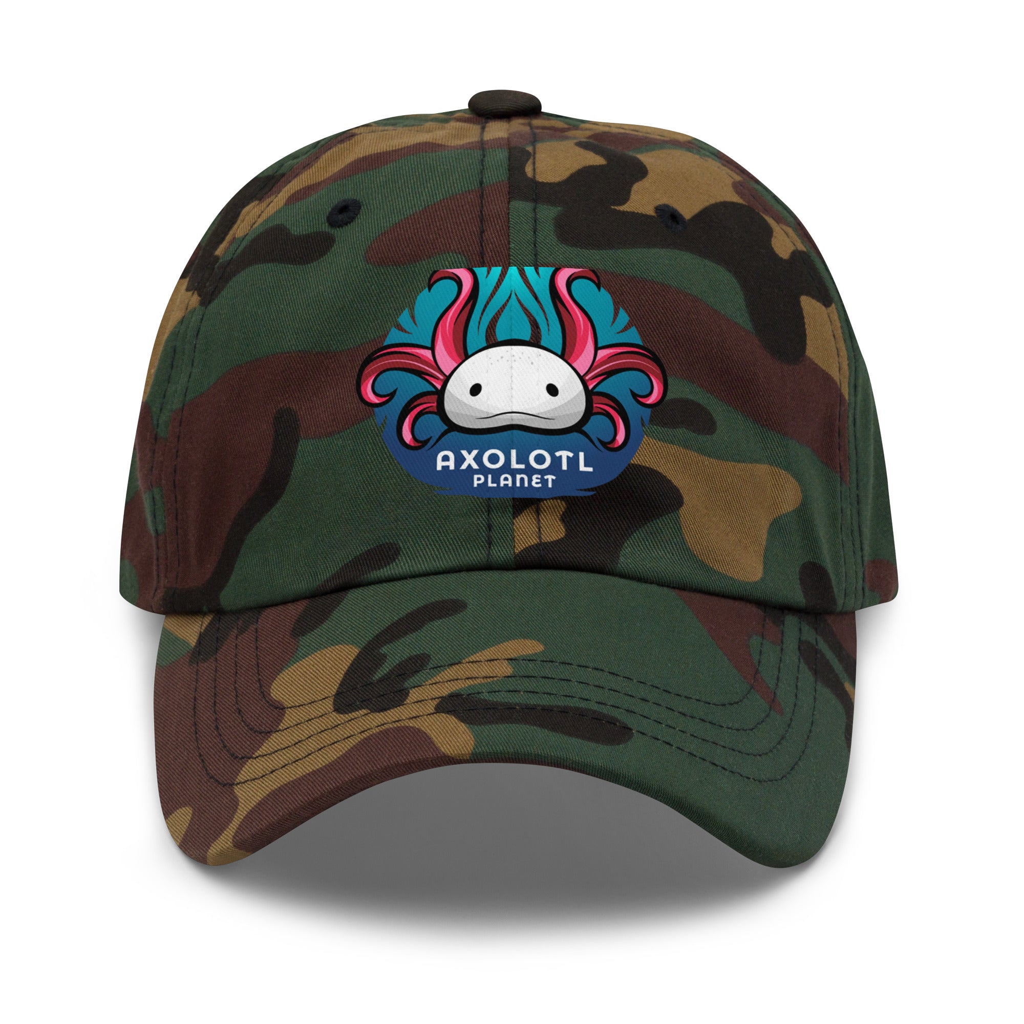 Axolotl Planet Logo axolotl Dad Hat mockup