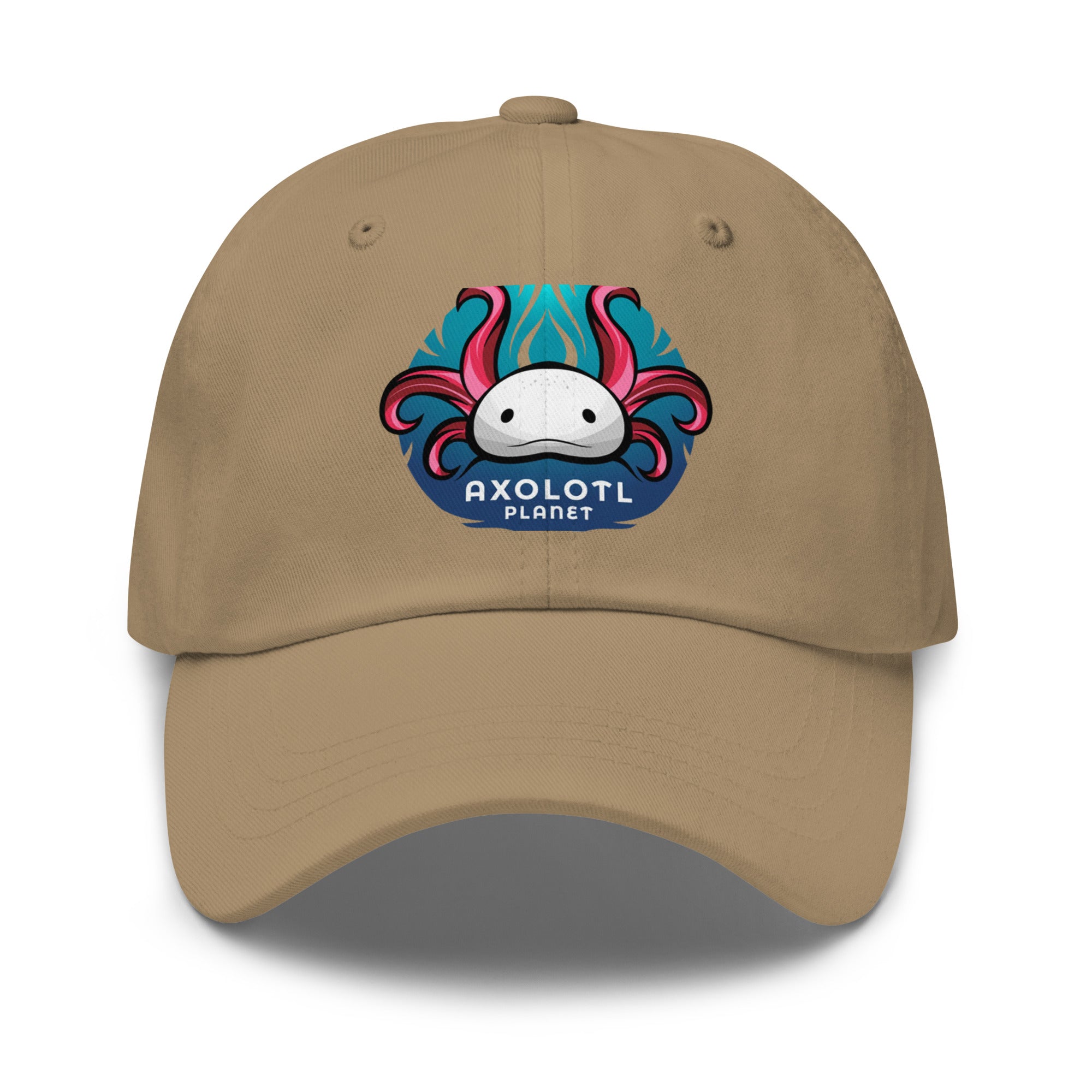 Axolotl Planet Logo axolotl Dad Hat mockup