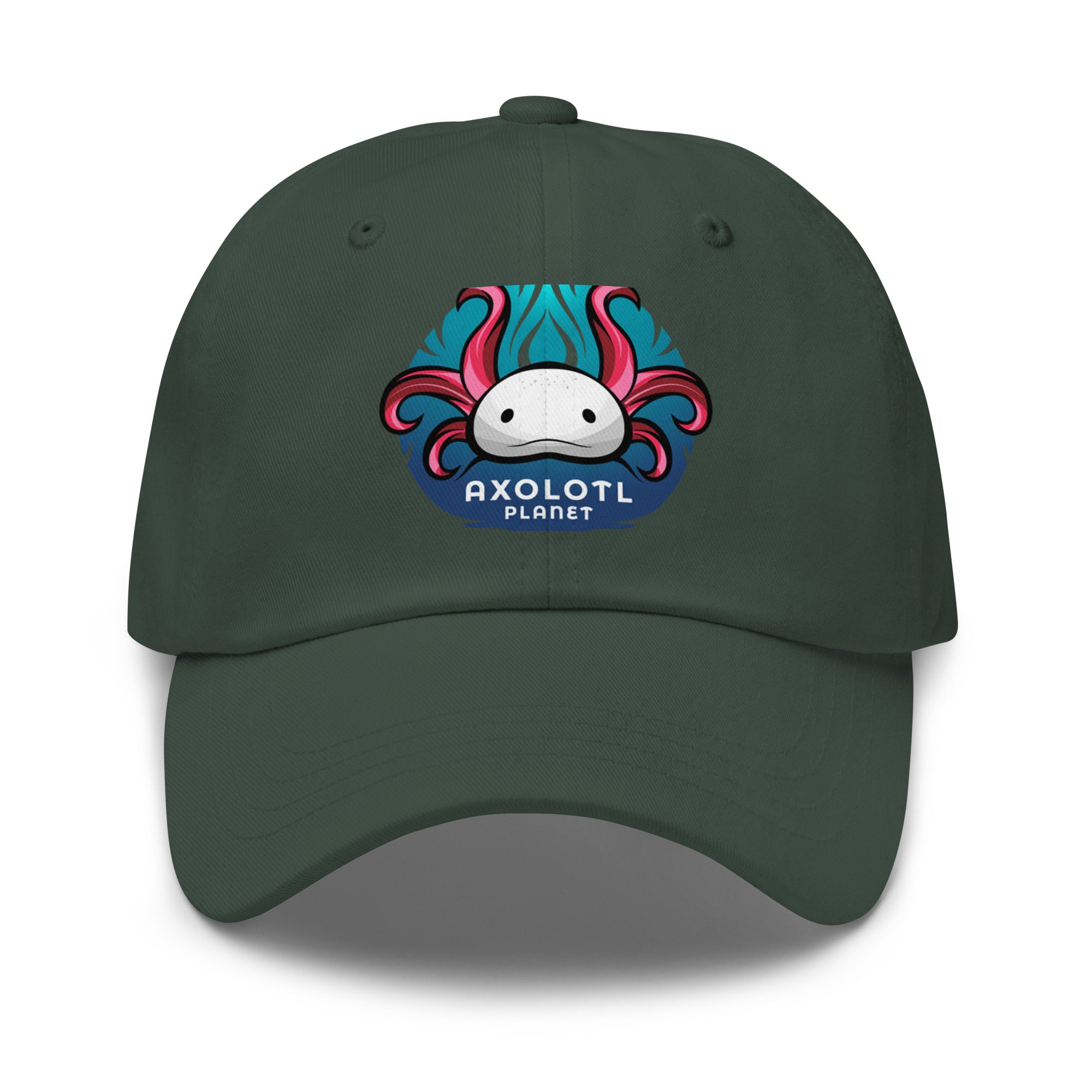 Axolotl Planet Logo axolotl Dad Hat mockup