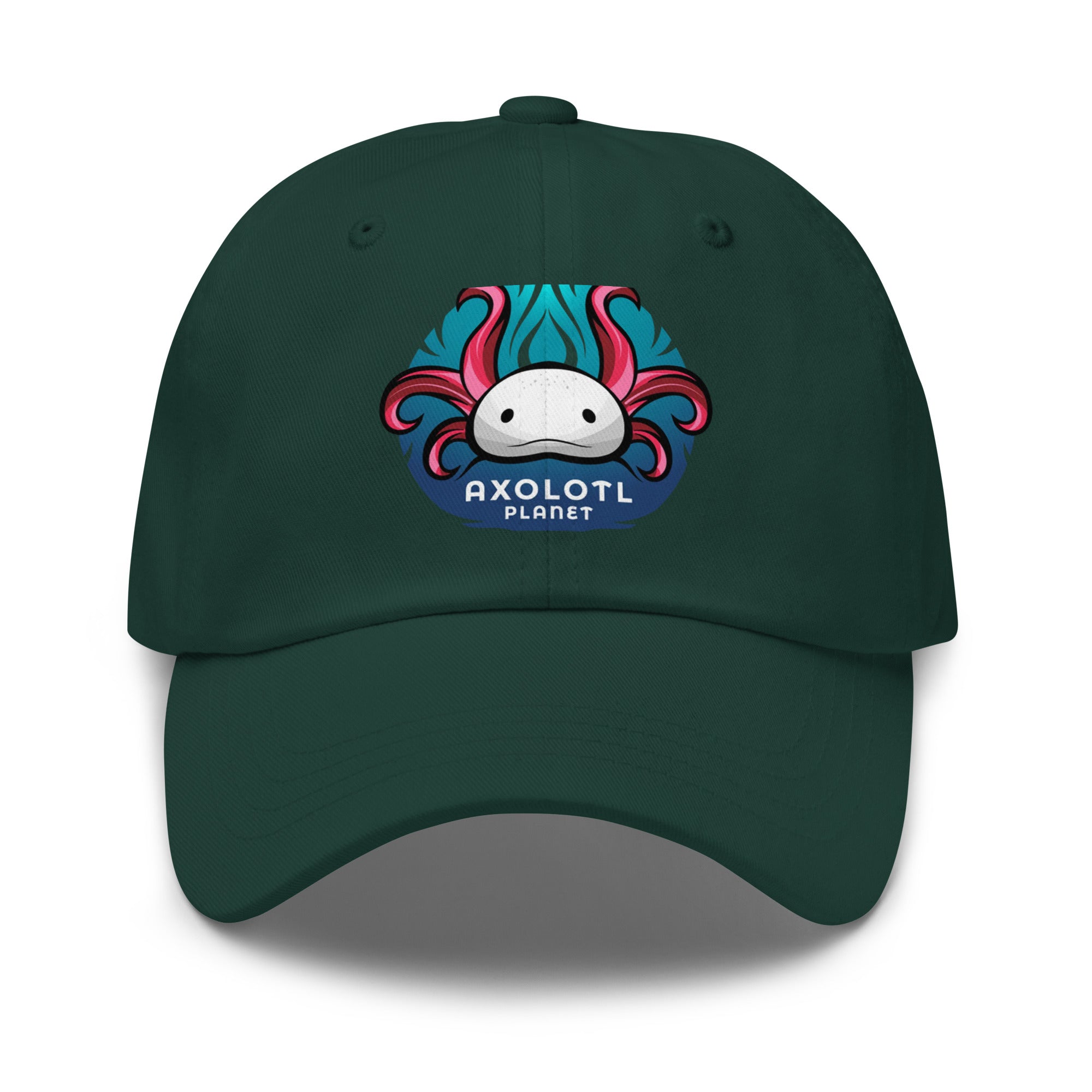 Axolotl Planet Logo axolotl Dad Hat mockup