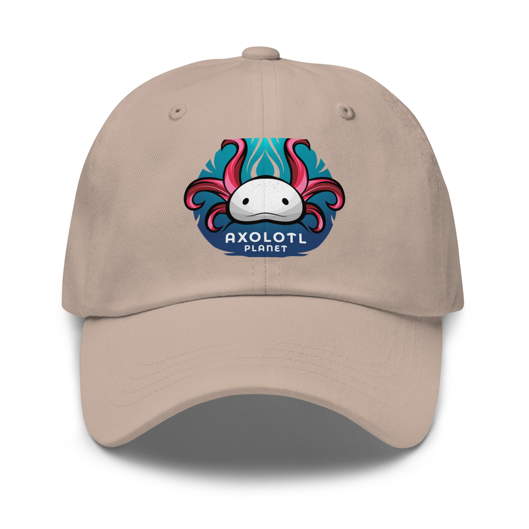 Axolotl Planet Logo axolotl Dad Hat mockup