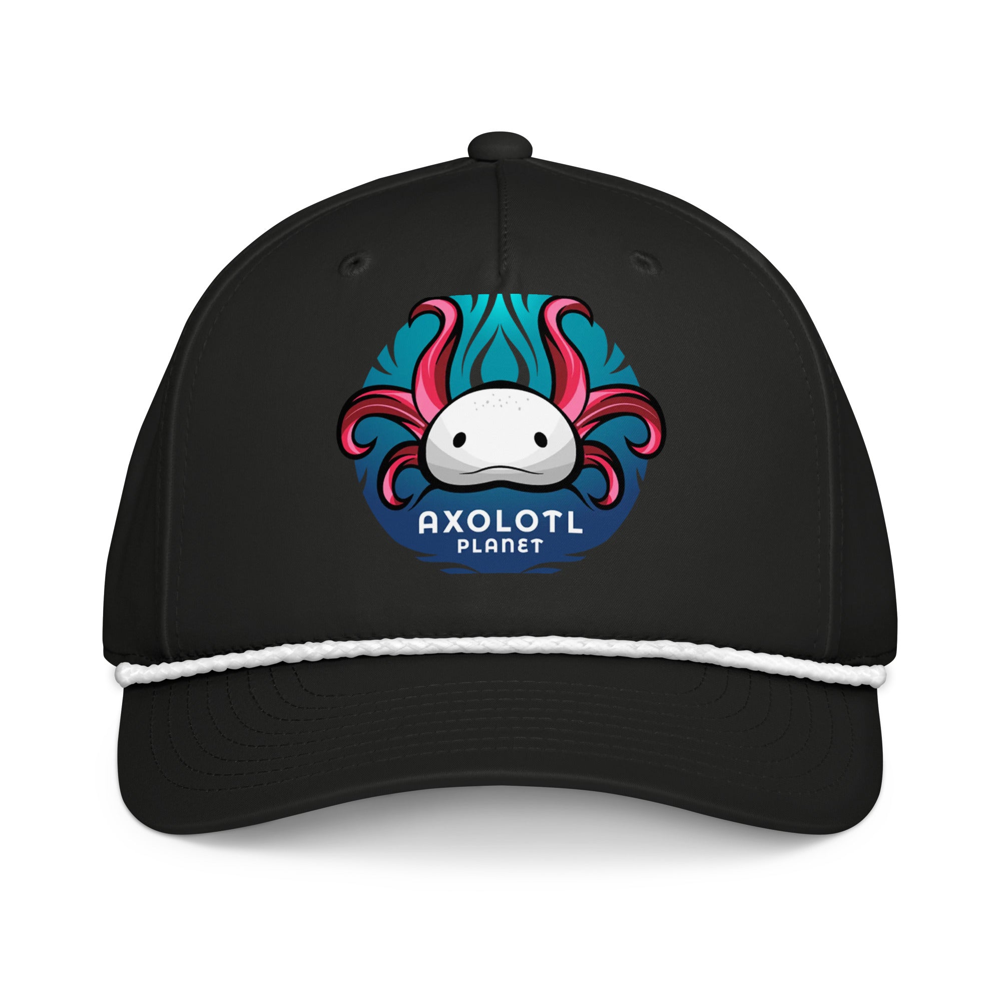 Axolotl Planet Logo axolotl Rope Cap mockup Black/White