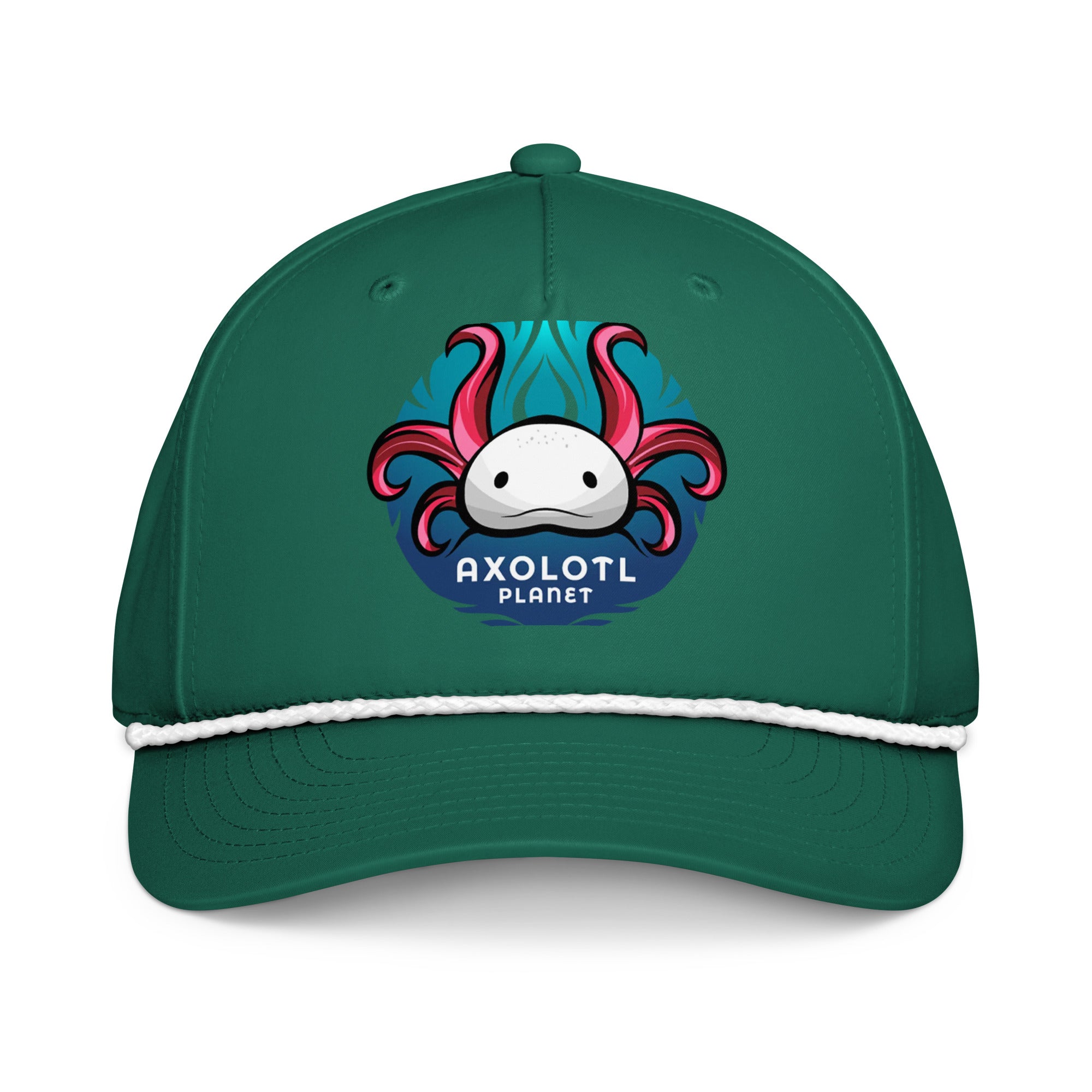 Axolotl Planet Logo axolotl Rope Cap mockup Black/White