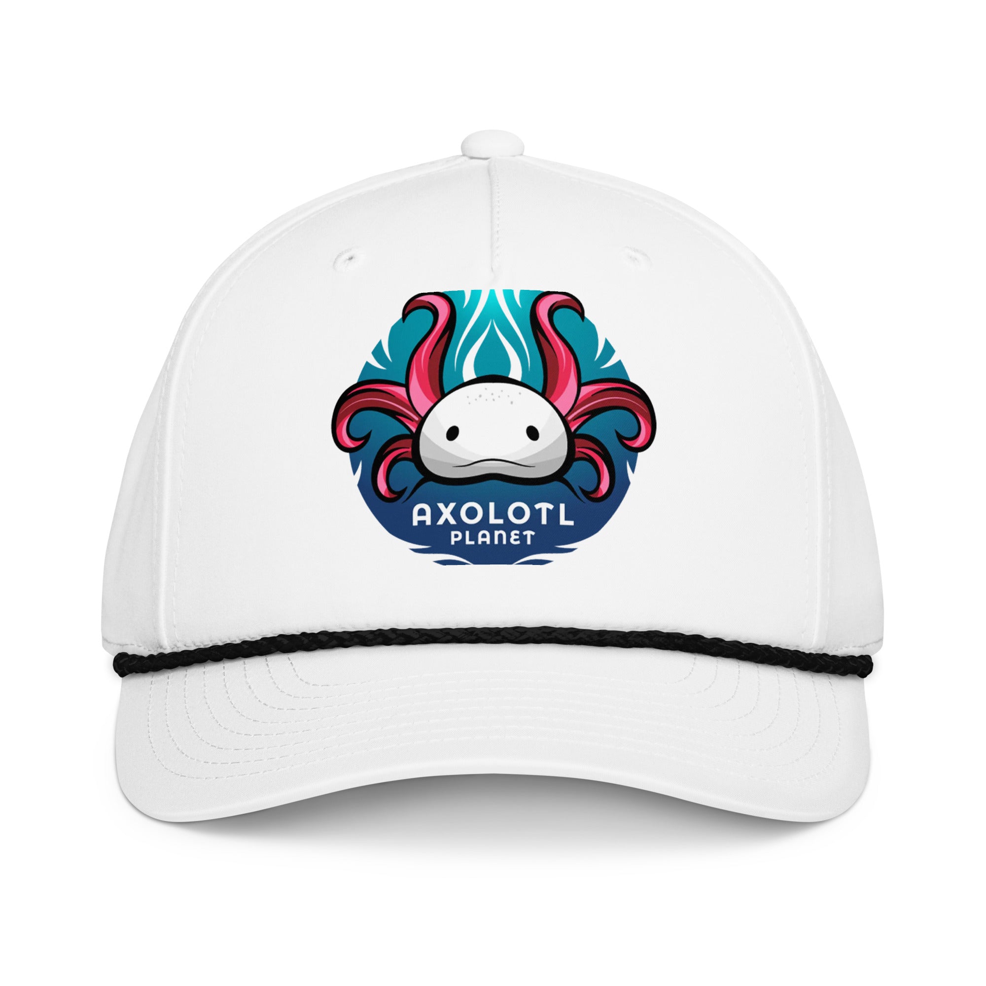 Axolotl Planet Logo axolotl Rope Cap mockup Black/White