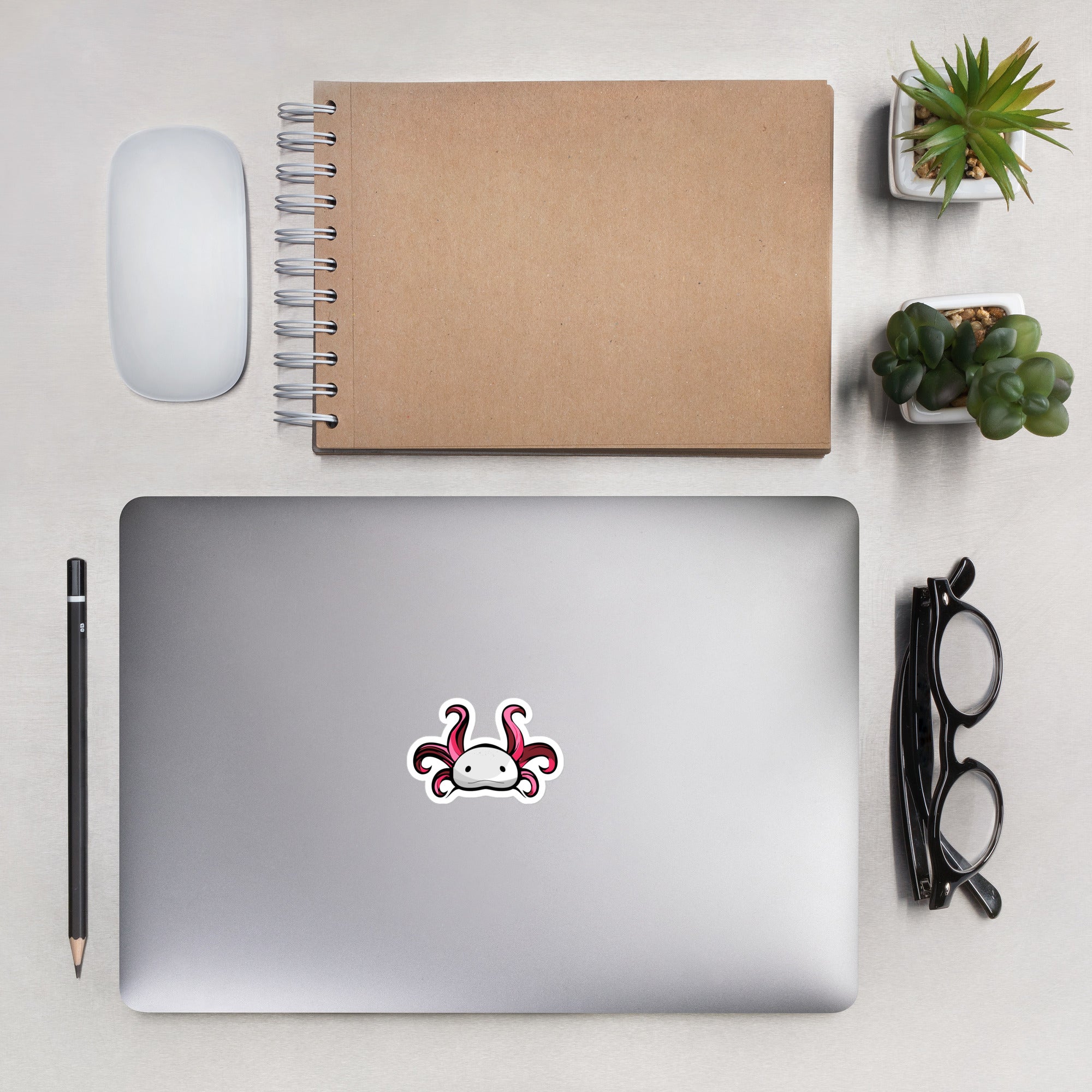 Axolotl Planet Logo Mark axolotl Sticker mockup White