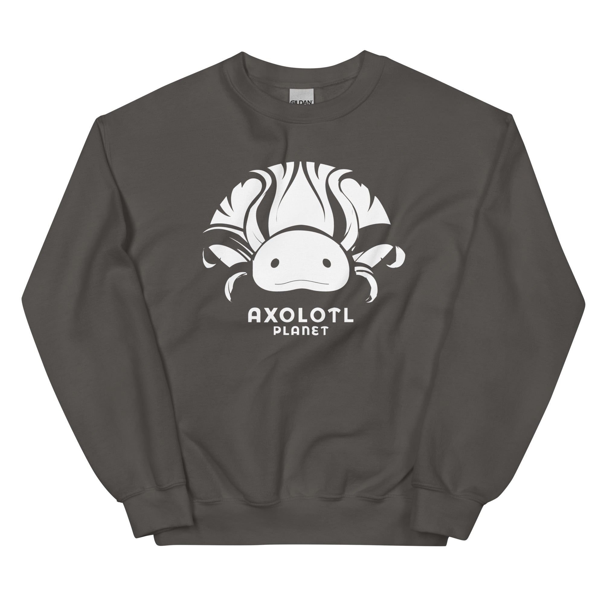 Axolotl Planet Logo (White) axolotl Sweatshirt mockup