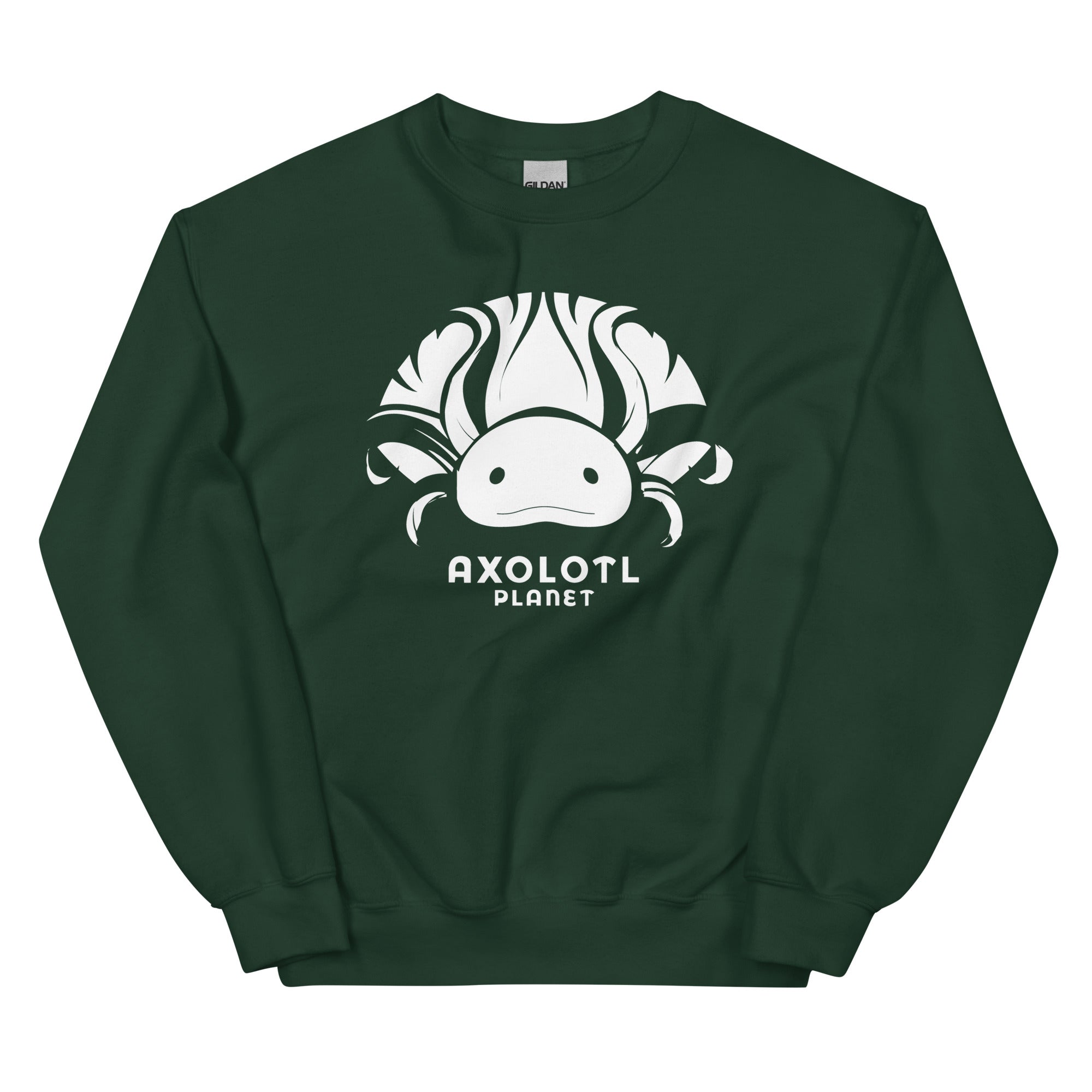 Axolotl Planet Logo (White) axolotl Sweatshirt mockup