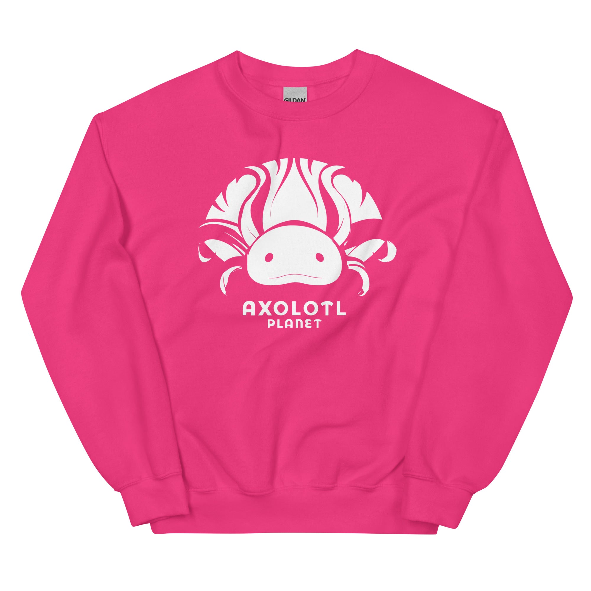 Axolotl Planet Logo (White) axolotl Sweatshirt mockup