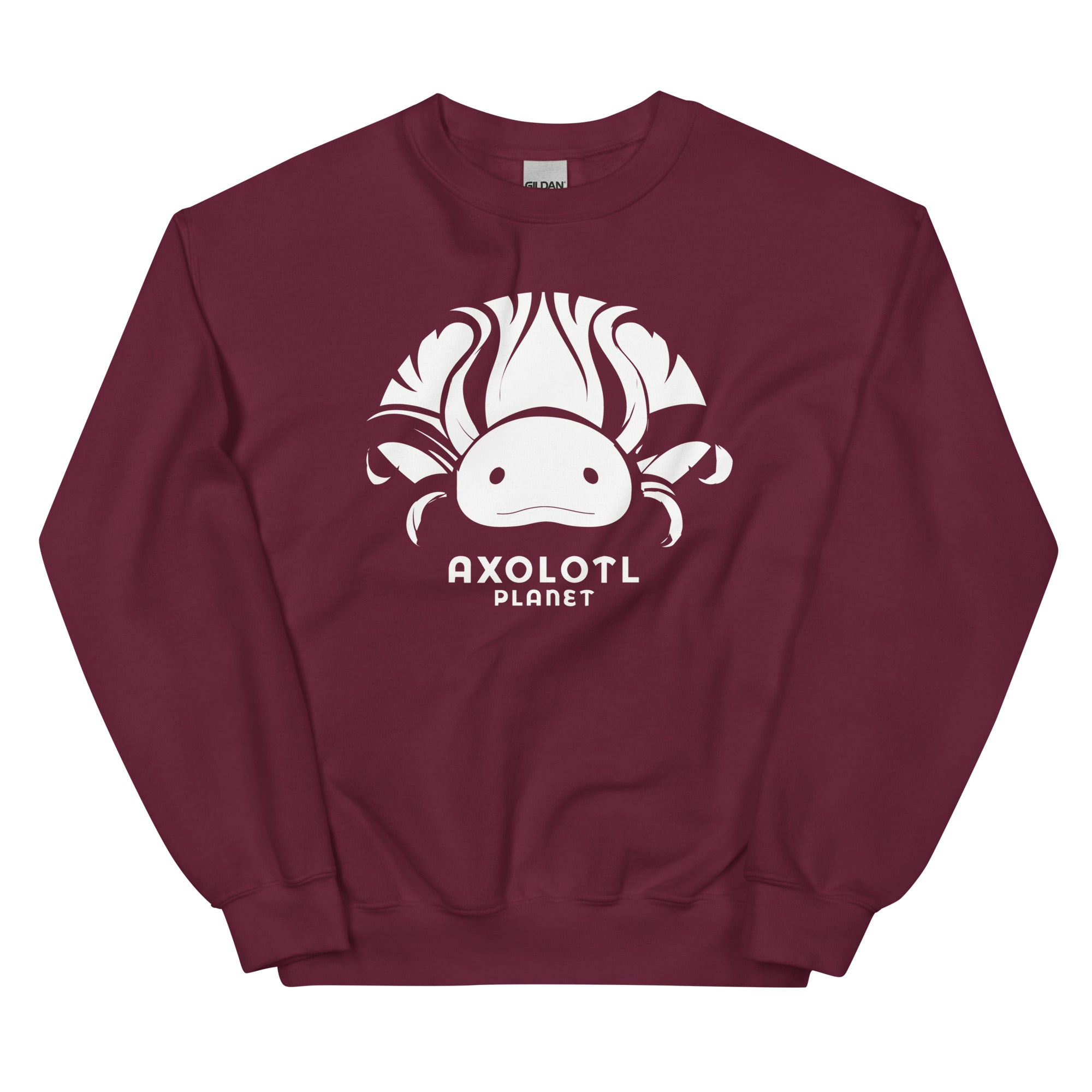 Axolotl Planet Logo (White) axolotl Sweatshirt mockup