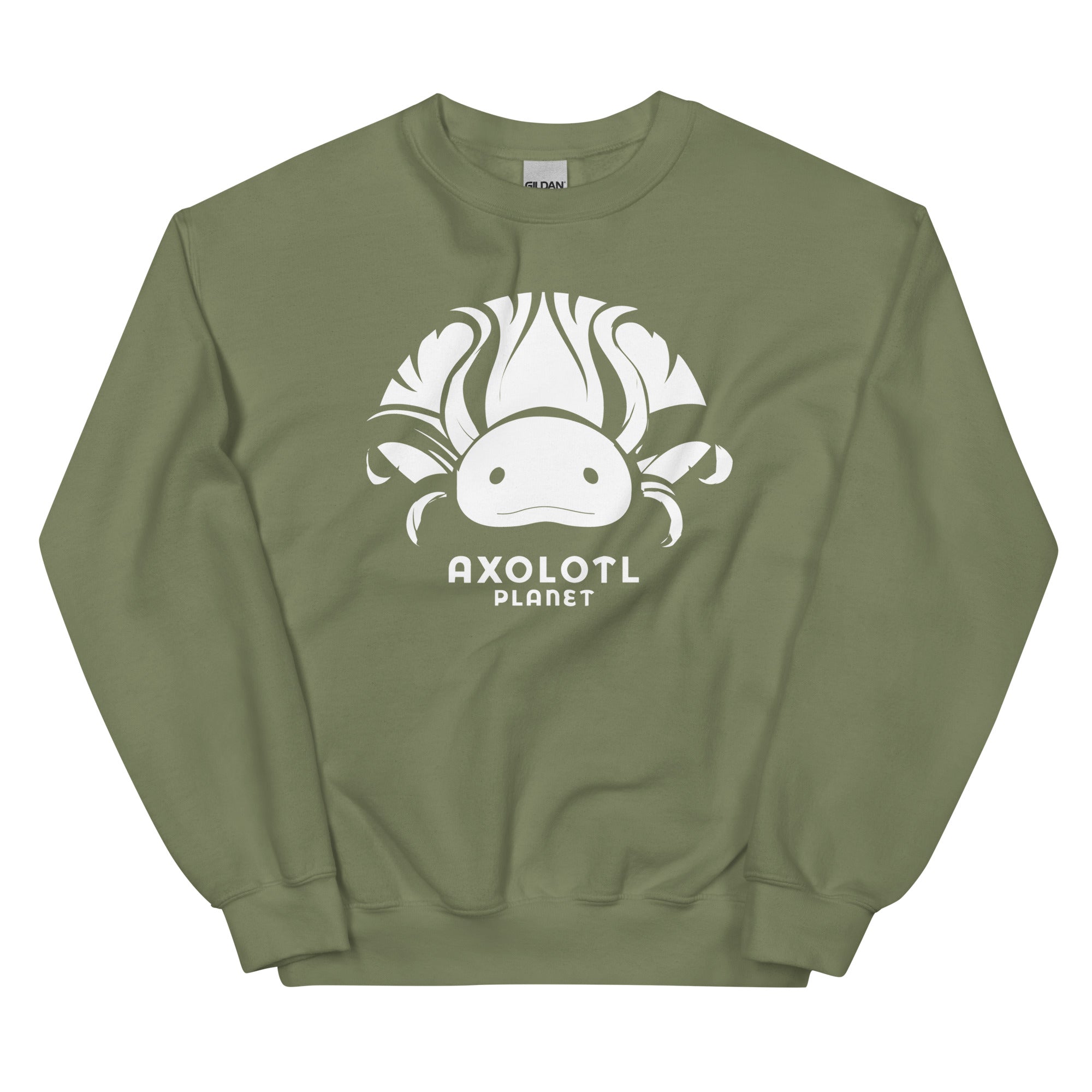 Axolotl Planet Logo (White) axolotl Sweatshirt mockup