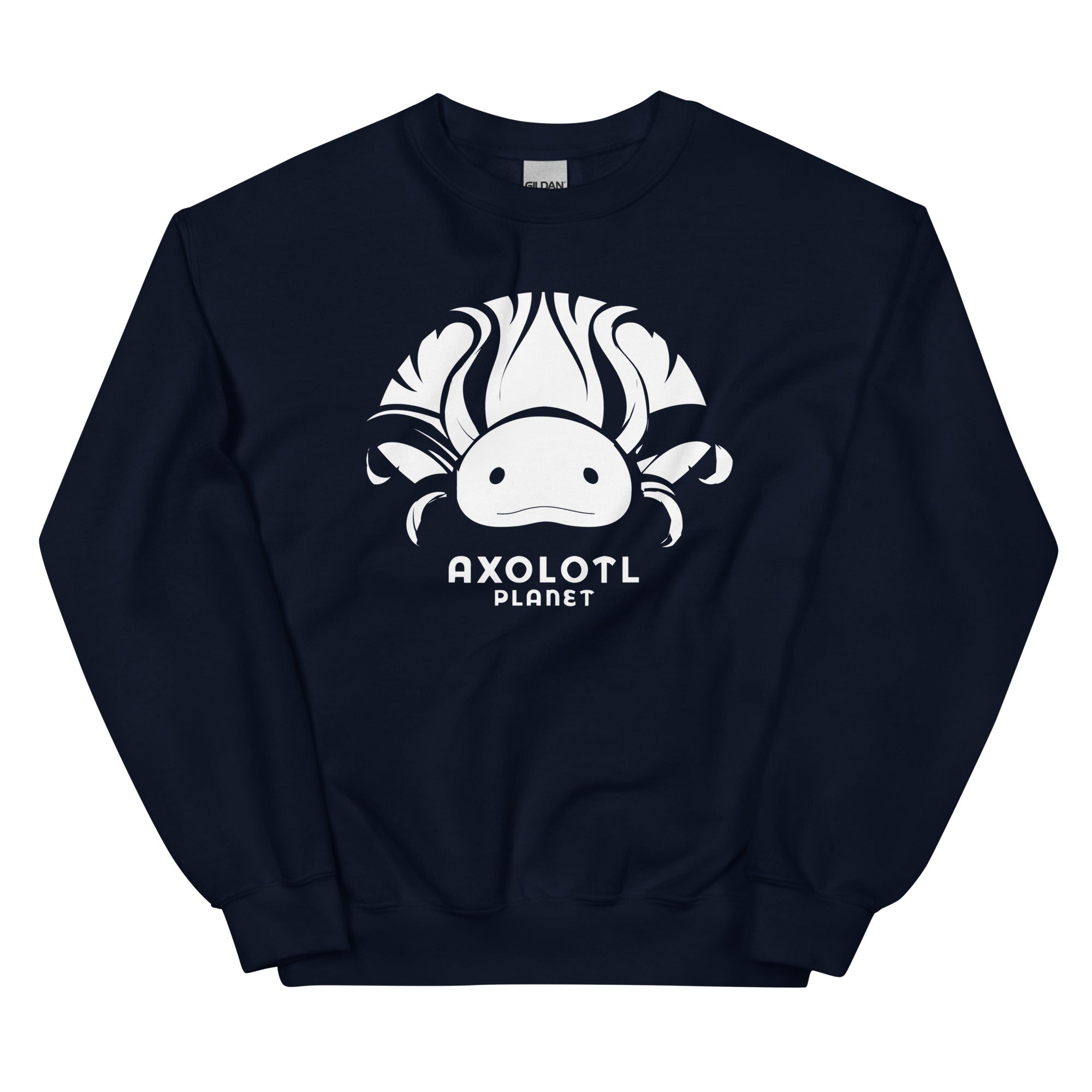 Axolotl Planet Logo (White) axolotl Sweatshirt mockup