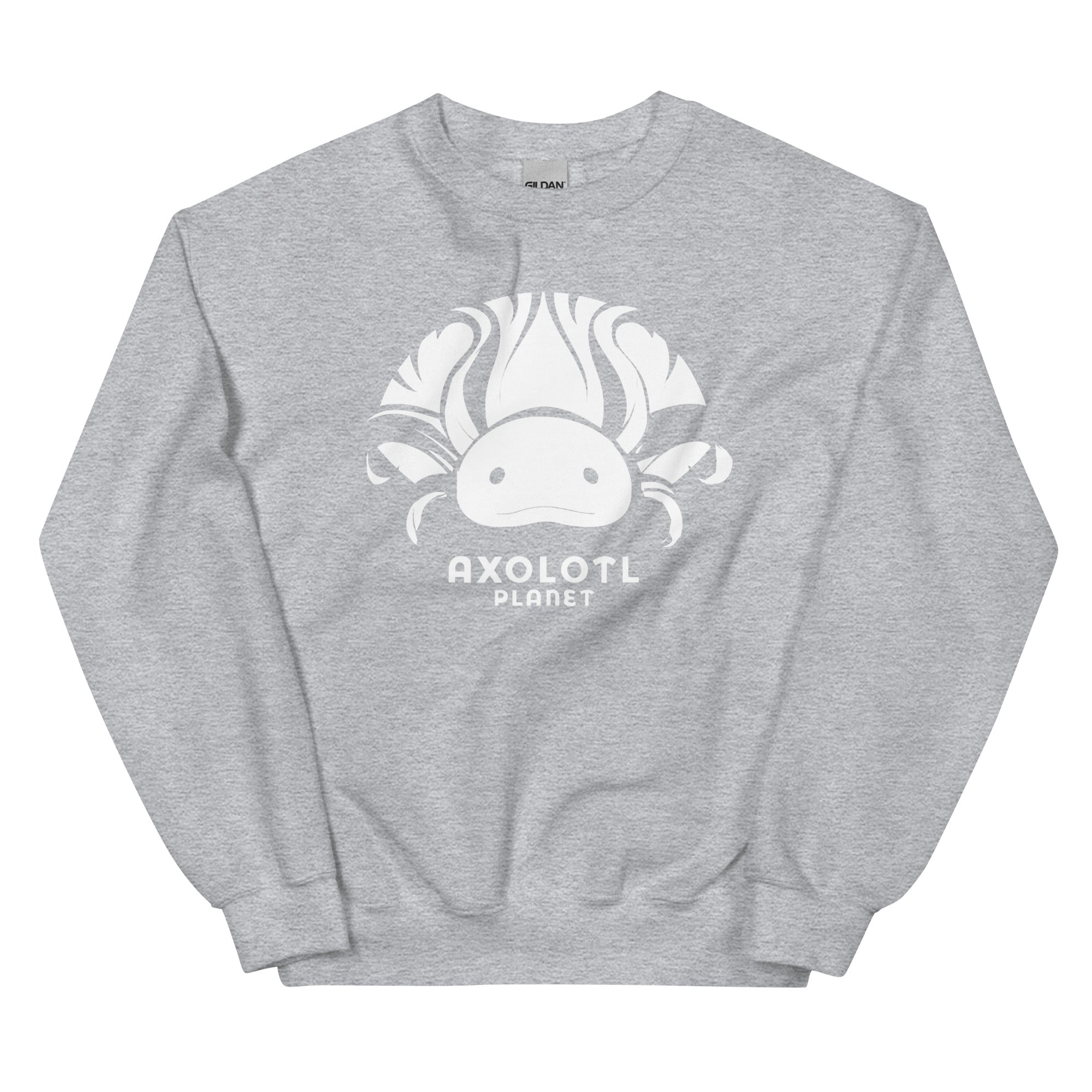 Axolotl Planet Logo (White) axolotl Sweatshirt mockup