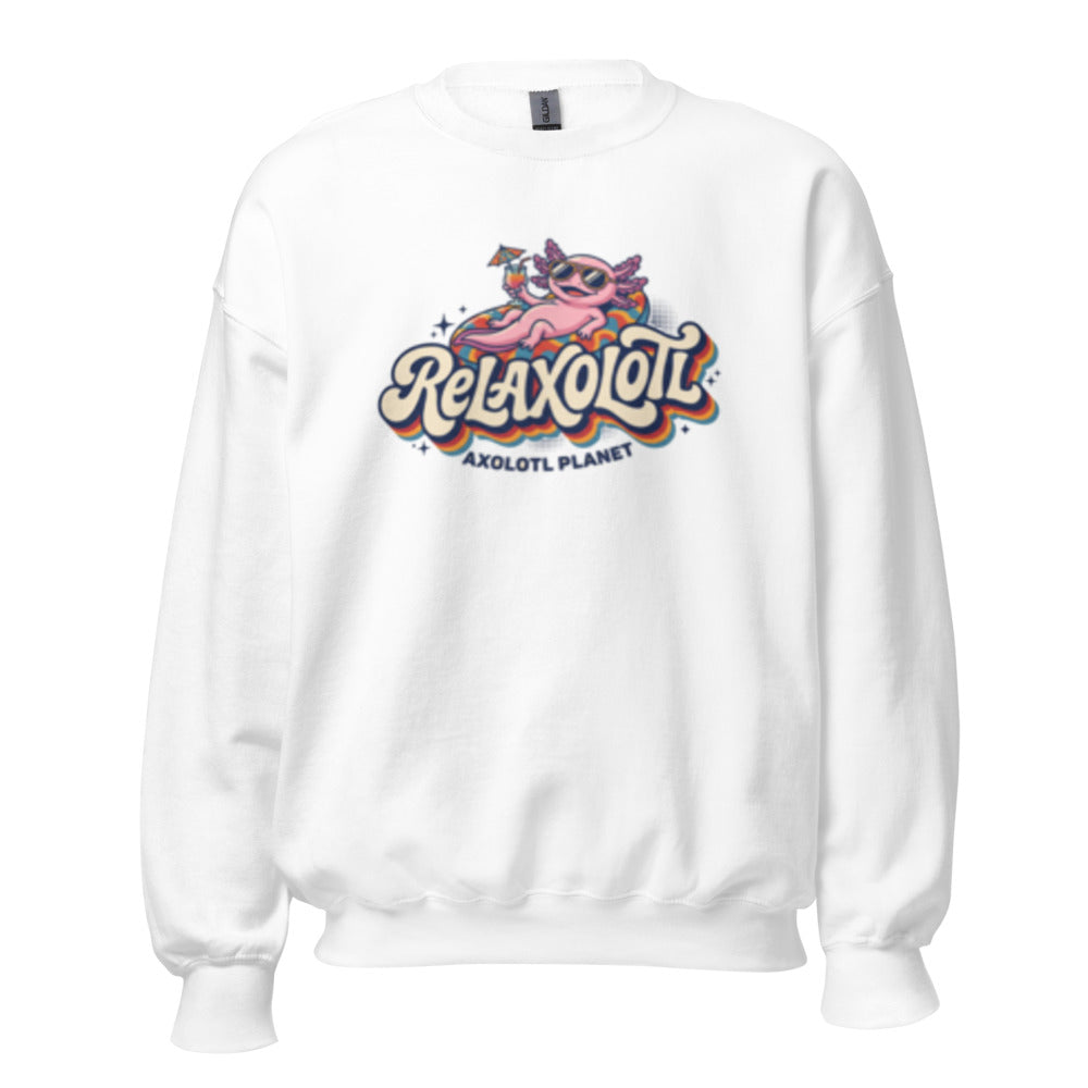 Relaxolotl - Sweatshirt mockup, White, front